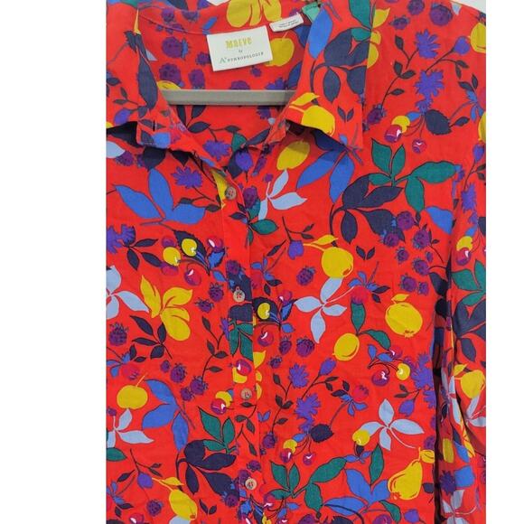 Maeve Anthropologie Shirt Size 18W Blithe Button Down Red Fruit Floral Challis - Picture 5 of 12